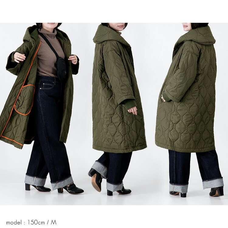 【送料無料】 ボア使いボリューム衿デザインキルトコート 4色 中わた ボア 長袖 レディース アウター コート 春秋冬 配色パイピング 配色 異素材切替 リブ |  | 10