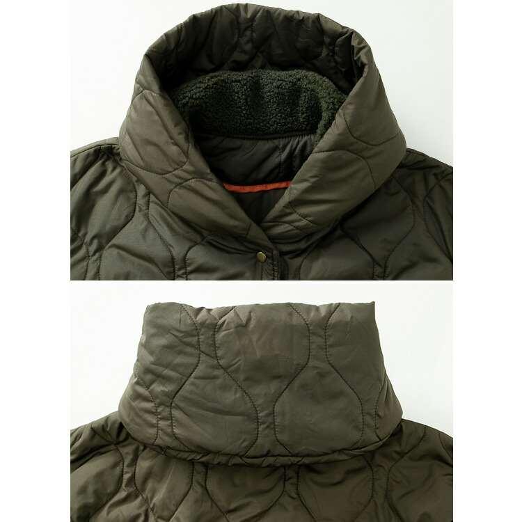 【送料無料】 ボア使いボリューム衿デザインキルトコート 4色 中わた ボア 長袖 レディース アウター コート 春秋冬 配色パイピング 配色 異素材切替 リブ |  | 14