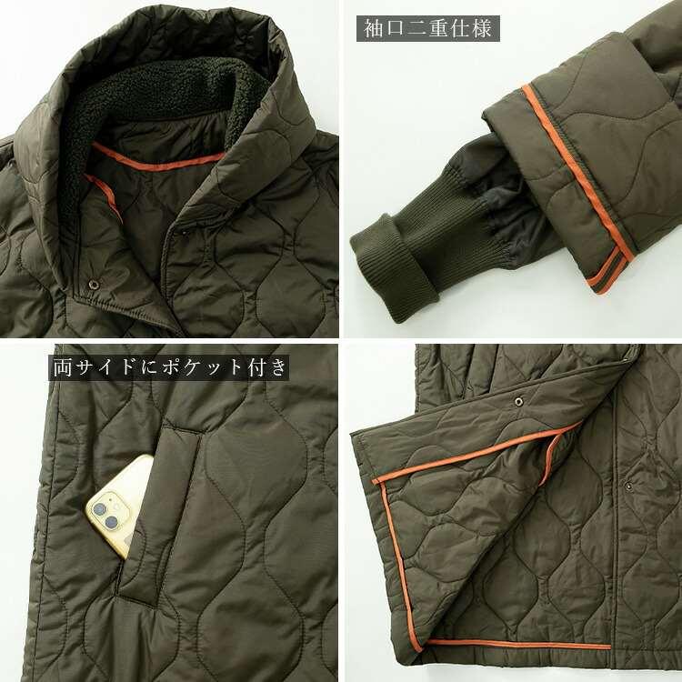 【送料無料】 ボア使いボリューム衿デザインキルトコート 4色 中わた ボア 長袖 レディース アウター コート 春秋冬 配色パイピング 配色 異素材切替 リブ |  | 16