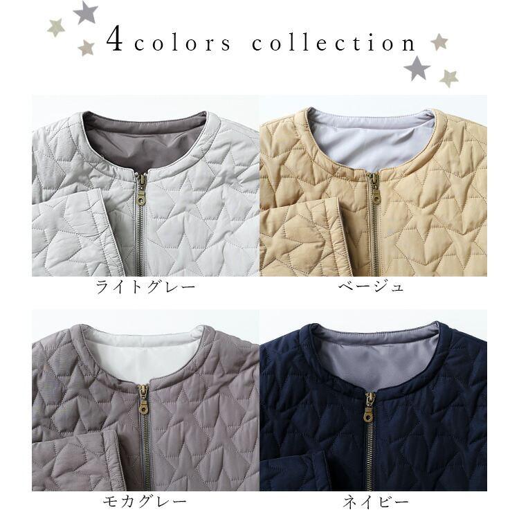 【登場】【送料無料/再入荷】 星柄キルトの中綿ジャケット 4色 M L 長袖 中綿 レディース アウター ジャケット コート ブルゾン 中わた 星柄 キルティング |  | 03