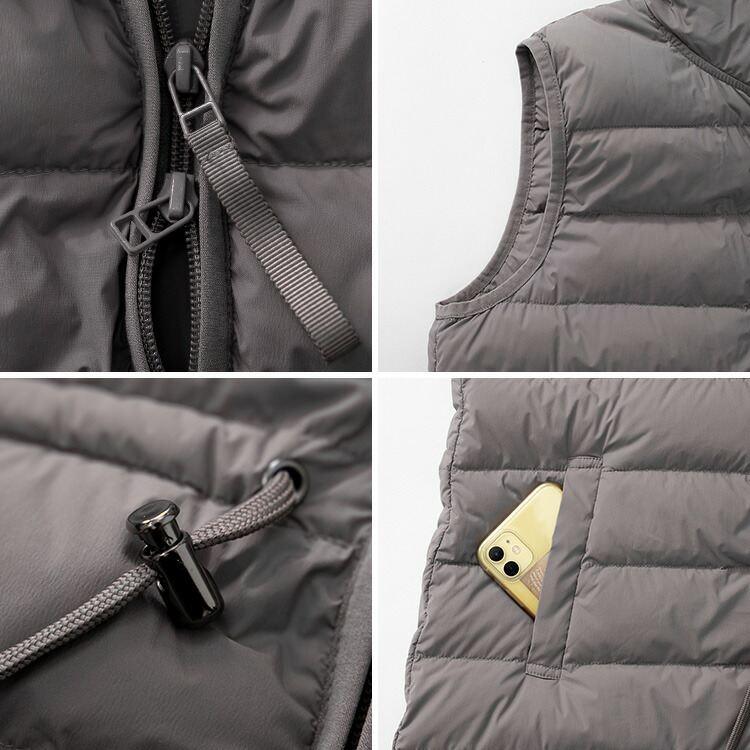 【送料無料】 高見えするストレッチロングダウンベスト 4色 M-LL 内ポケット付 フード付 レディース アウター ダウンベスト ロング丈 撥水加工 防寒 軽量ダウン |  | 16