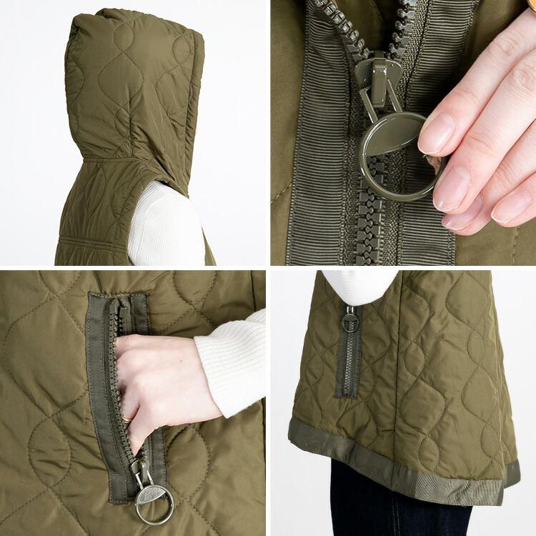 【送料無料】 BIG ZIP使いキルティングベスト 4色 M-LL 中綿 洗える レディース アウター ベスト フード付き 袖なし 保温性 |  | 14