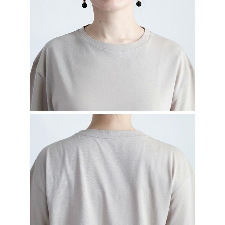 【送料無料/再入荷】 スリットTシャツ 4色 M-3L 綿モダール 洗える 半袖 レディース トップス Tシャツ カットソー インナー コットンT 定番 着やすい 春夏秋 |  | 16