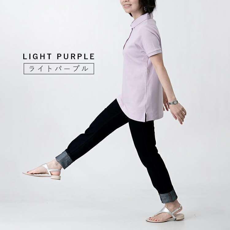 【送料無料/再入荷】 綿100％丸襟ポロシャツ 4色 M L 洗える 半袖 レディース トップス ポロシャツ カットソー ベーシック 運動 通勤 無地 コットン100％ 春夏 |  | 11