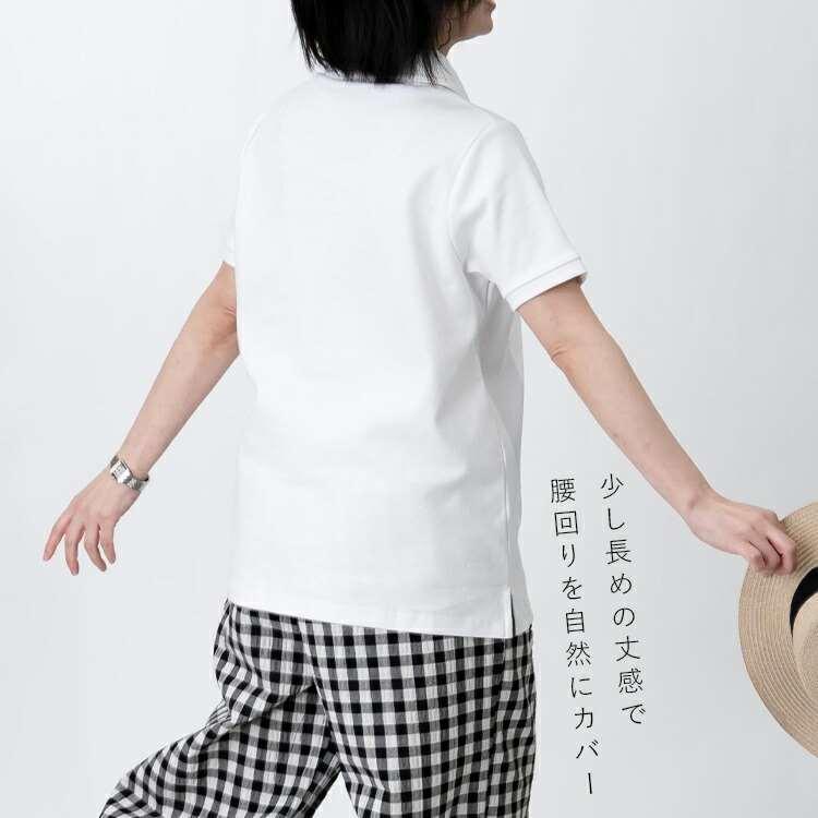 【送料無料/再入荷】 綿100％丸襟ポロシャツ 4色 M L 洗える 半袖 レディース トップス ポロシャツ カットソー ベーシック 運動 通勤 無地 コットン100％ 春夏 |  | 03