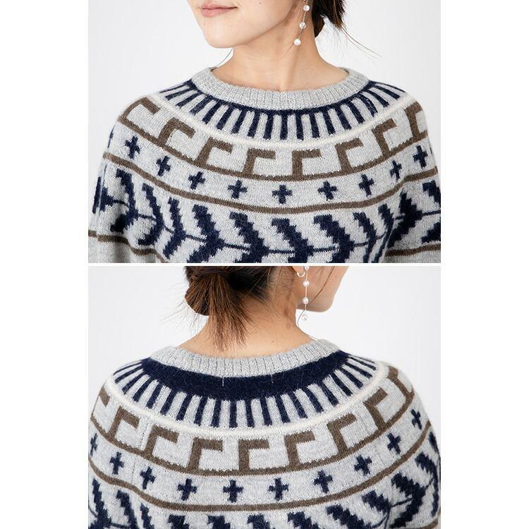 【送料無料/再入荷】 ベビーアルパカ100%の贅沢ジャガードニット 5色 M-L 洗える 長袖 レディース トップス セーター ニット ノルディック柄 北欧柄 獣毛 希少 |  | 16