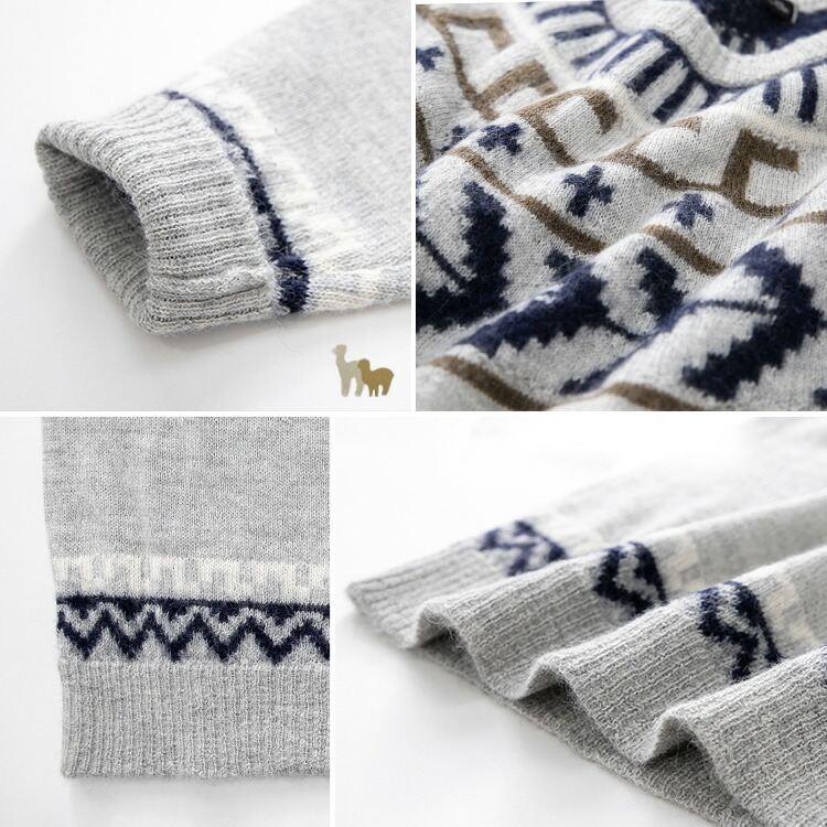 【送料無料/再入荷】 ベビーアルパカ100%の贅沢ジャガードニット 5色 M-L 洗える 長袖 レディース トップス セーター ニット ノルディック柄 北欧柄 獣毛 希少 |  | 17