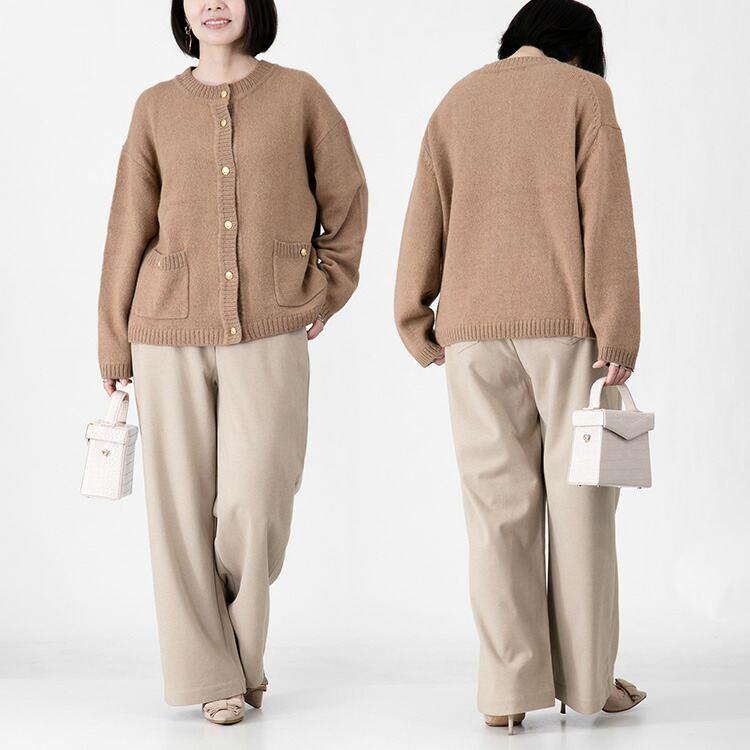 【送料無料/再入荷】ウール調ストレッチワイドパンツ 5色 M-3L 洗える 微起毛 レディース ボトムス パンツ ストレッチパンツ ワイドパンツ リラックスパンツ |  | 09