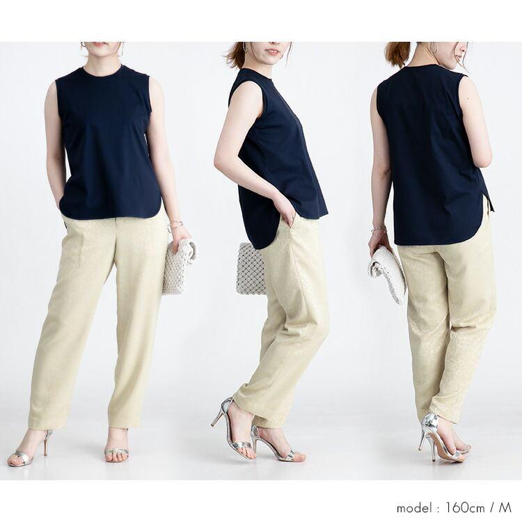 【送料無料/再入荷】 シルクタッチのノースリーブT 6色 M-LL 洗える 接触冷感 シルケットコットン100% レディース トップス インナー カットソー |  | 14