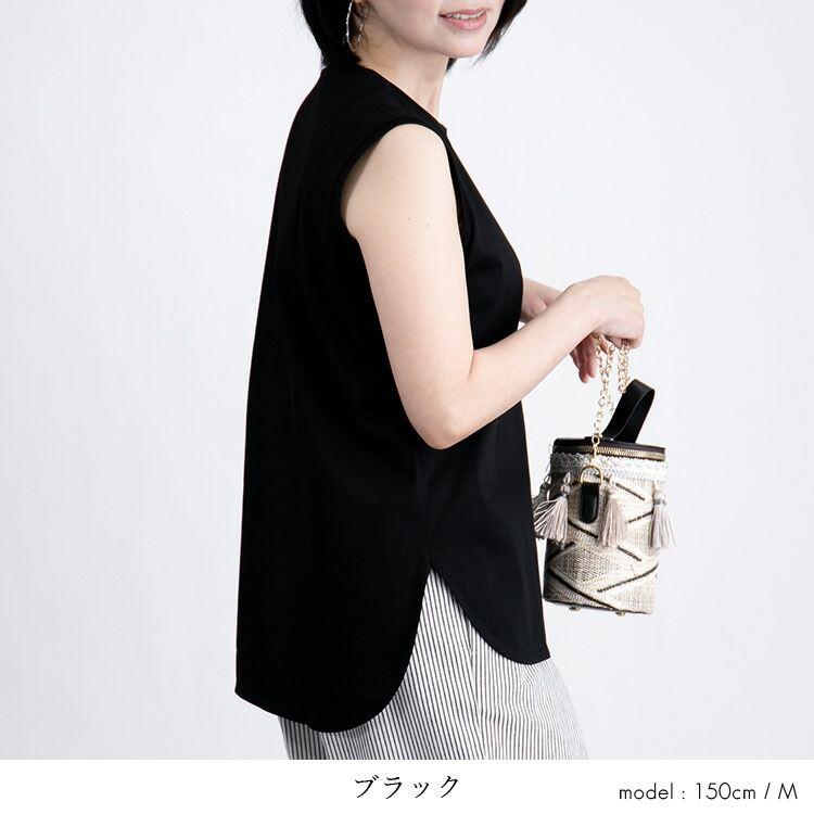 【送料無料/再入荷】 シルクタッチのノースリーブT 6色 M-LL 洗える 接触冷感 シルケットコットン100% レディース トップス インナー カットソー |  | 15