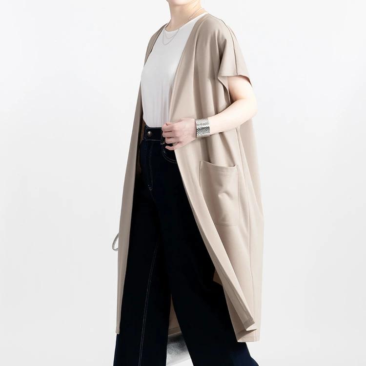 【送料無料】 キレイめロングジレ 5色 M-L 洗える 半袖 ドルマンスリーブ レディース トップス ジレ ロングジレ 体型カバー 二の腕隠し 端境期 春秋 |  | 10