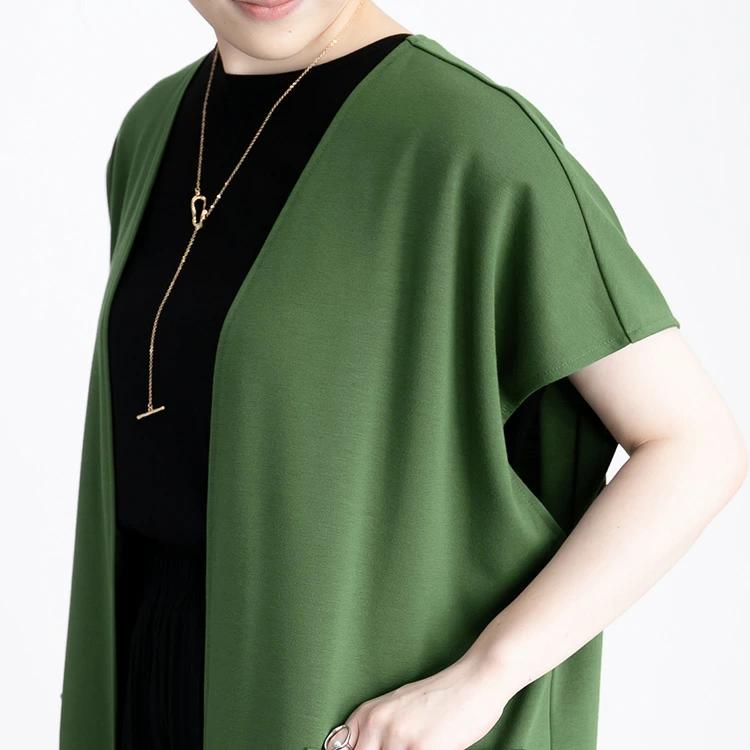 【送料無料】 キレイめロングジレ 5色 M-L 洗える 半袖 ドルマンスリーブ レディース トップス ジレ ロングジレ 体型カバー 二の腕隠し 端境期 春秋 |  | 12