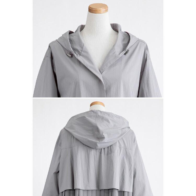 【送料無料】 360度オシャレな、後ろプリーツコート 2色 M-L 洗える  アウター コート レディース フード付き 袖丈調節 春秋 体型隠し お尻隠し 4602 |  | 10