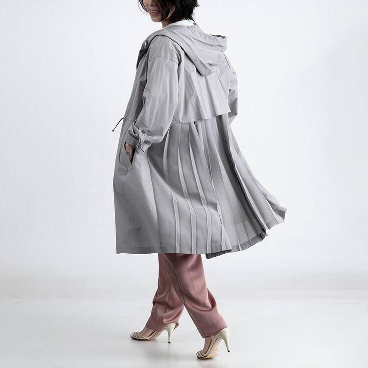 【送料無料】 360度オシャレな、後ろプリーツコート 2色 M-L 洗える  アウター コート レディース フード付き 袖丈調節 春秋 体型隠し お尻隠し 4602 |  | 06