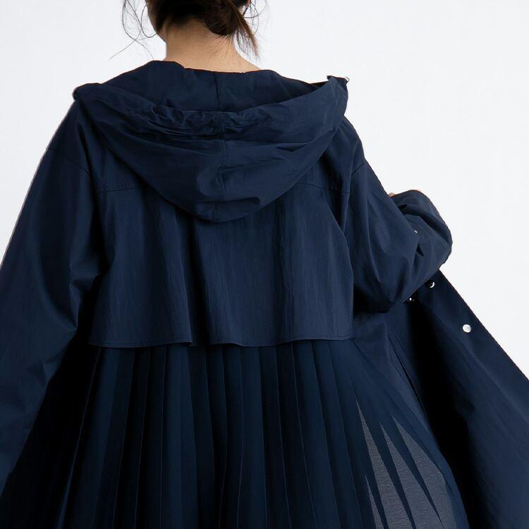 【送料無料】 360度オシャレな、後ろプリーツコート 2色 M-L 洗える  アウター コート レディース フード付き 袖丈調節 春秋 体型隠し お尻隠し 4602 |  | 08