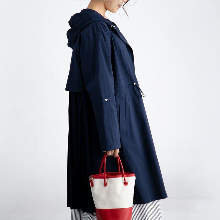 【送料無料】 360度オシャレな、後ろプリーツコート 2色 M-L 洗える  アウター コート レディース フード付き 袖丈調節 春秋 体型隠し お尻隠し 4602 |  | 09