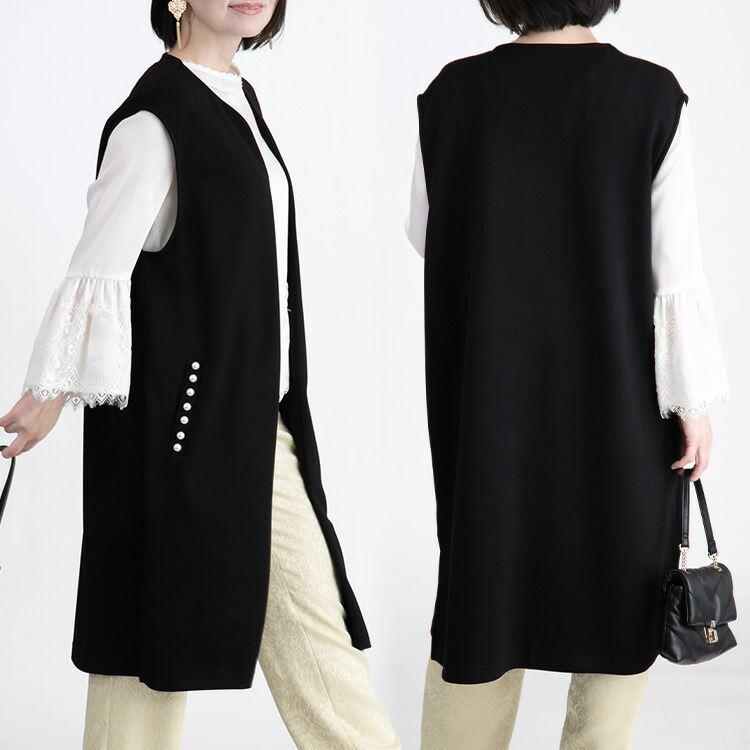 大幅値下】 パール使いボンディングロングジレ M L 洗える