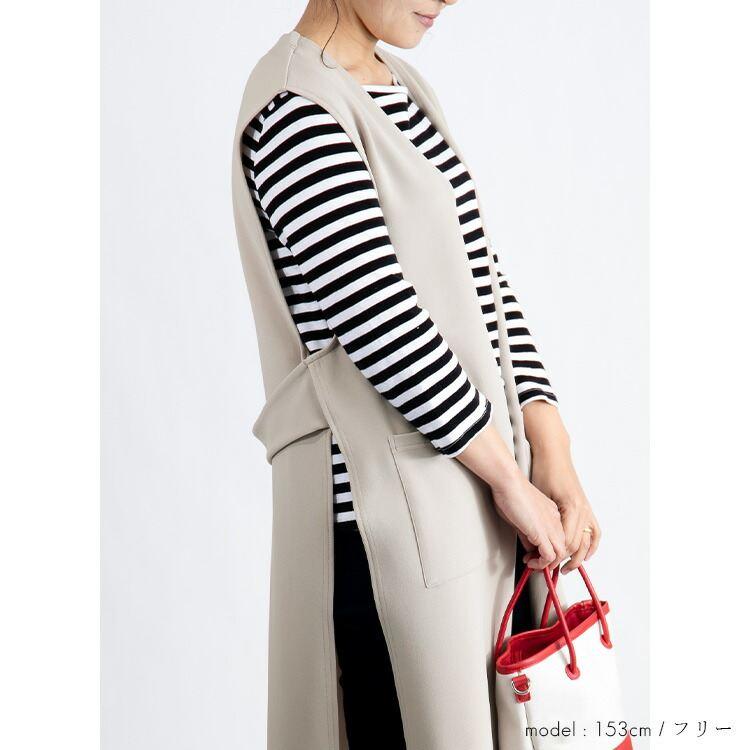 【送料無料/再入荷】 キレイに細見えするサイドスリットジレ 2色 M-L 洗える 楽ちん レディース トップス ジレ カットソー ベスト |  | 09