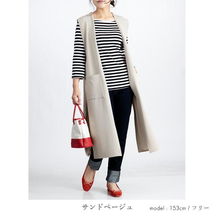 【送料無料/再入荷】 キレイに細見えするサイドスリットジレ 2色 M-L 洗える 楽ちん レディース トップス ジレ カットソー ベスト |  | 07