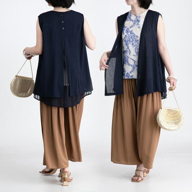 【送料無料/再入荷】 上品見えする涼軽ジレ 4色 M-LL 洗える 速乾 防シワ レディースファッション トップス ジレ ベスト 体型カバー シアー 無地 ストライプ 夏 |  | 11