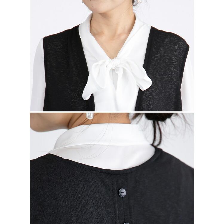 【送料無料/再入荷】 上品見えする涼軽ジレ 4色 M-LL 洗える 速乾 防シワ レディースファッション トップス ジレ ベスト 体型カバー シアー 無地 ストライプ 夏 |  | 14