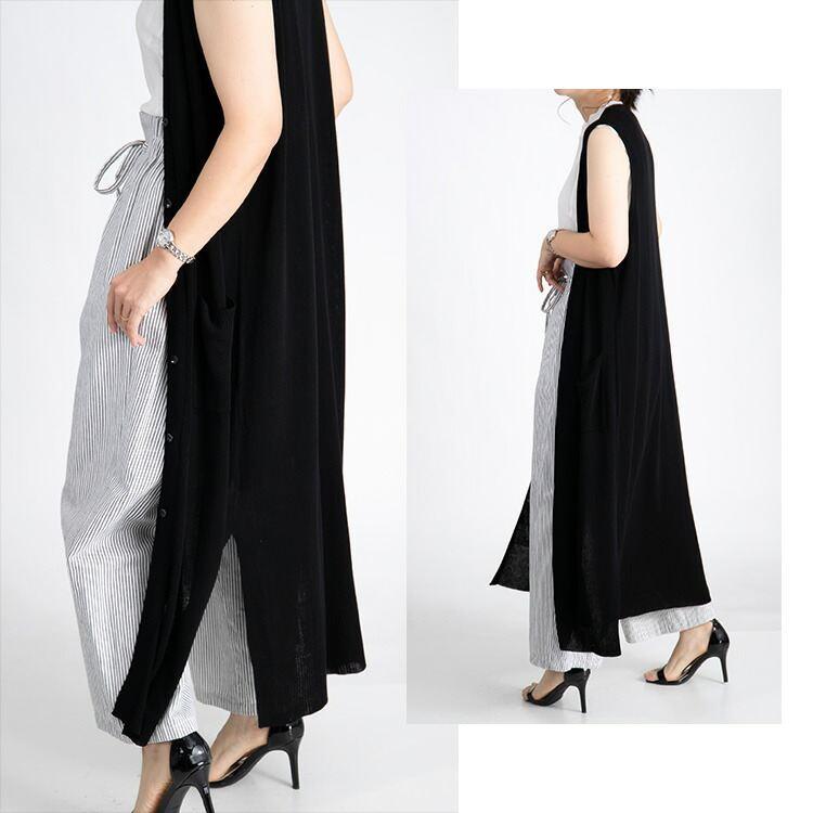 【送料無料】 前ボタン付き サイドスリットニットジレ 4色 洗える M L  トップス ニット ベスト ジレ ロングジレ レディース ハイゲージニット Vネック |  | 13