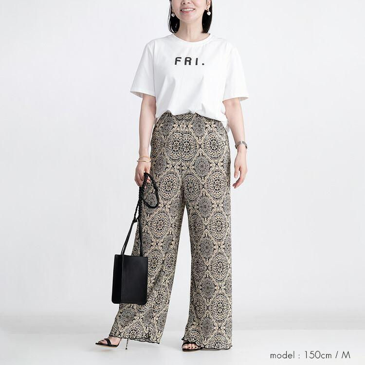 【送料無料/再入荷】 オリエンタル柄プリーツパンツ M L 洗える フルレングス レディース ボトムス ワイドパンツ プリーツ 楽ちん 上品 オールシーズン 3234 |  | 08