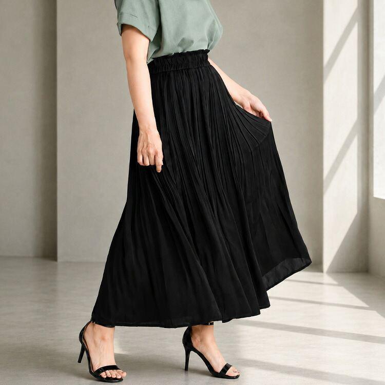 【登場】【送料無料/再入荷】 ヴィンテージサテンスカート 3色 M L 裏地付き 洗える レディース ボトムス スカート ロングスカート プリーツスカート 体型カバー |  | 13