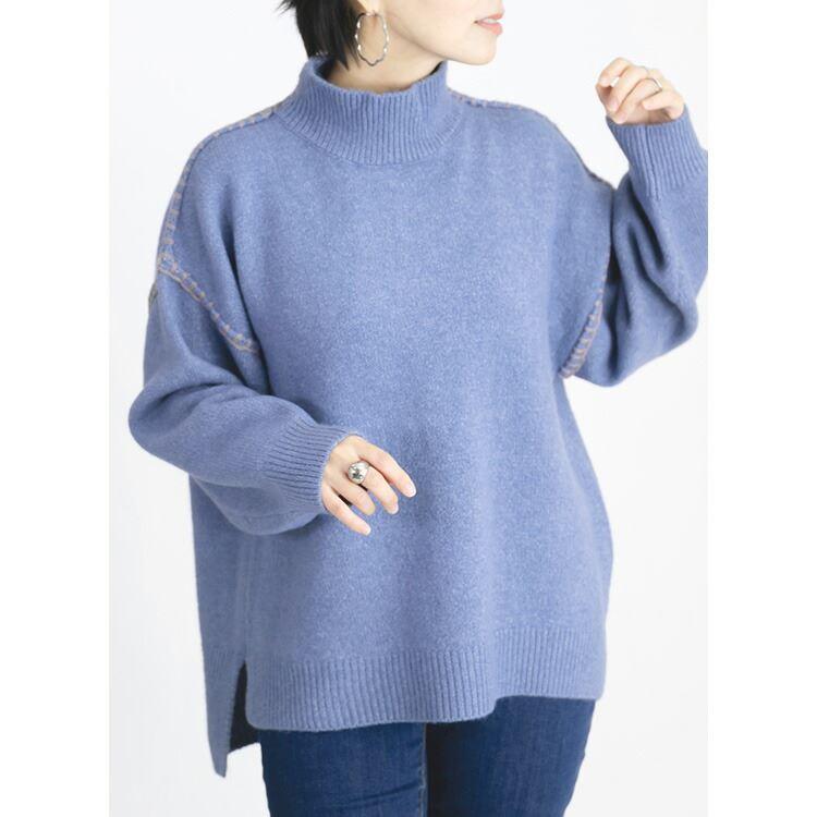 【送料無料/再入荷】 ステッチ使いが可愛いオーバーニット 5色 M 洗える レディース トップス ニット プルオーバー ニット ざっくりニット 大人かわいい |  | 12