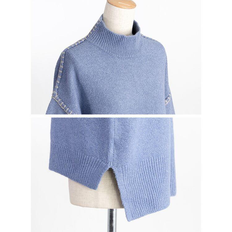 【送料無料/再入荷】 ステッチ使いが可愛いオーバーニット 5色 M 洗える レディース トップス ニット プルオーバー ニット ざっくりニット 大人かわいい |  | 15