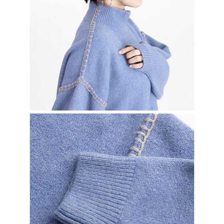 【送料無料/再入荷】 ステッチ使いが可愛いオーバーニット 5色 M 洗える レディース トップス ニット プルオーバー ニット ざっくりニット 大人かわいい |  | 16