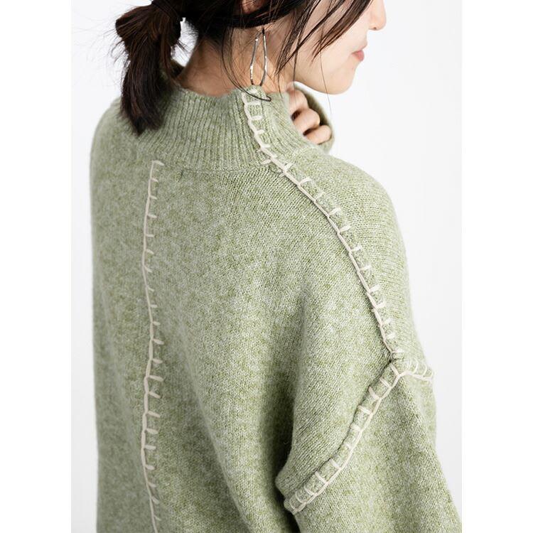 【送料無料/再入荷】 ステッチ使いが可愛いオーバーニット 5色 M 洗える レディース トップス ニット プルオーバー ニット ざっくりニット 大人かわいい |  | 02