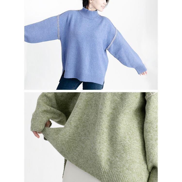 【送料無料/再入荷】 ステッチ使いが可愛いオーバーニット 5色 M 洗える レディース トップス ニット プルオーバー ニット ざっくりニット 大人かわいい |  | 04