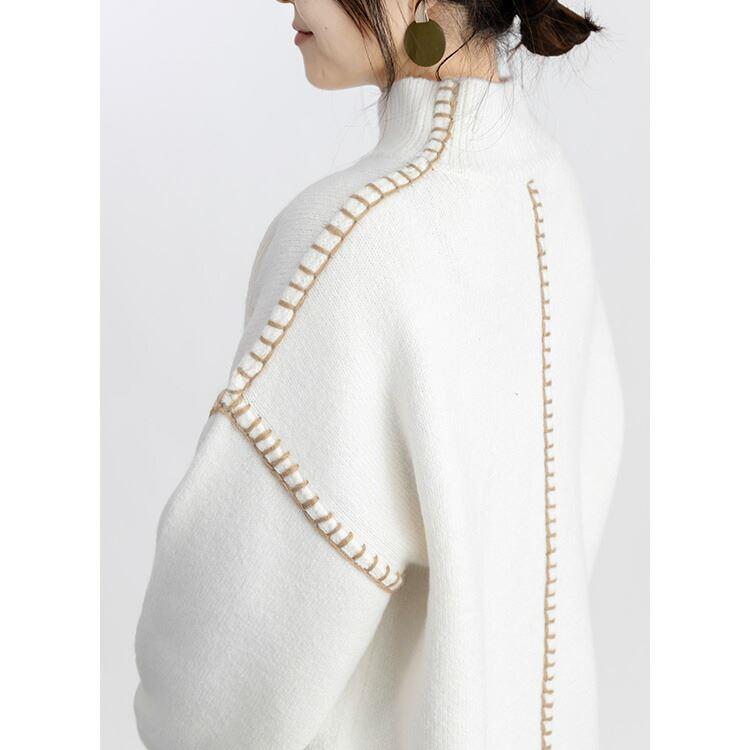 【送料無料/再入荷】 ステッチ使いが可愛いオーバーニット 5色 M 洗える レディース トップス ニット プルオーバー ニット ざっくりニット 大人かわいい |  | 06