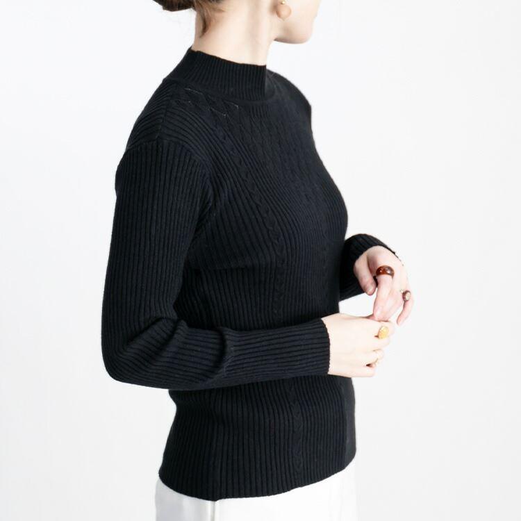 【送料無料】 上品編みスフレニット 4色 洗える レディース トップス ニット インナー 長袖 ハイネック スフレタッチ 柔らかい 滑らか 伸縮性 |  | 13