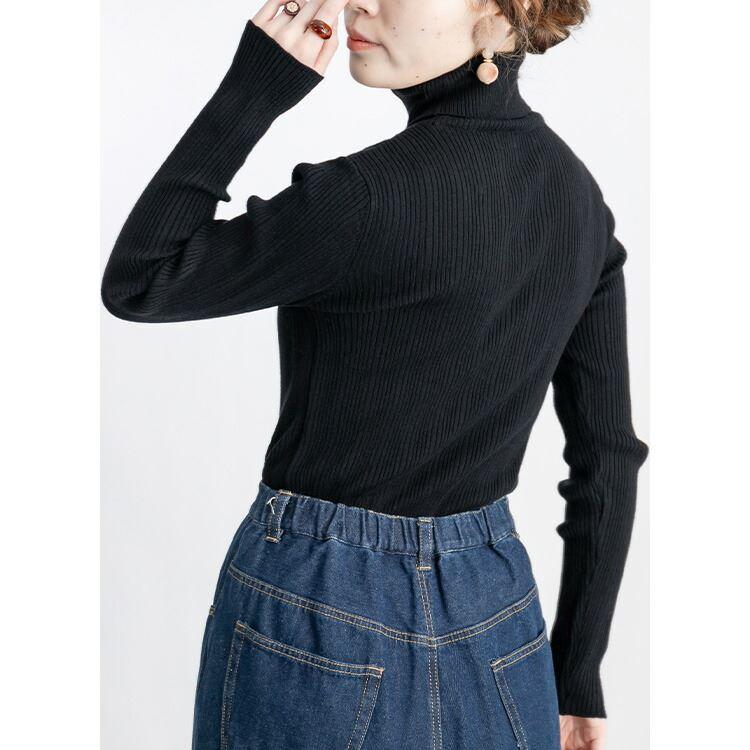 【送料無料】 タートルネックスフレニット 4色 M-L 洗える 長袖 レディース トップス ニット セーター インナー 伸縮性 保温性 大人 キレイめ |  | 14