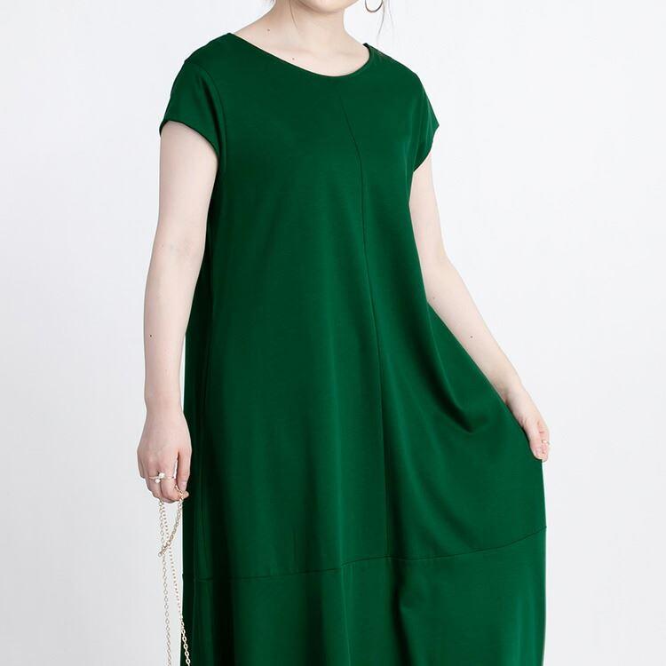 【送料無料】 美映えワンピース 6色 M L 洗える レディース トップス ワンピース 夏ワンピ ロング フレンチスリーブ 綿 再生繊維 セルロース きれい 楽ちん 夏 |  | 12