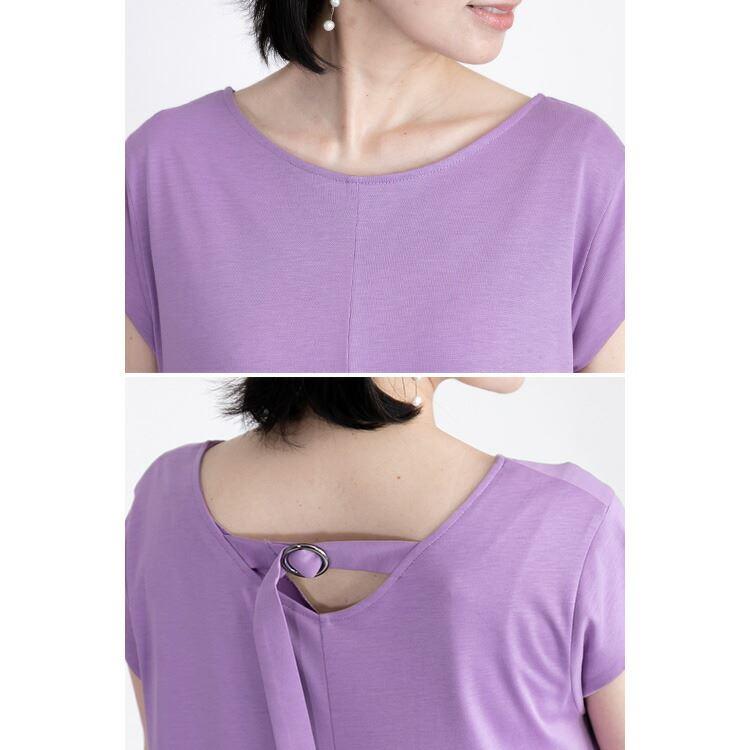 【送料無料】 美映えワンピース 6色 M L 洗える レディース トップス ワンピース 夏ワンピ ロング フレンチスリーブ 綿 再生繊維 セルロース きれい 楽ちん 夏 |  | 16