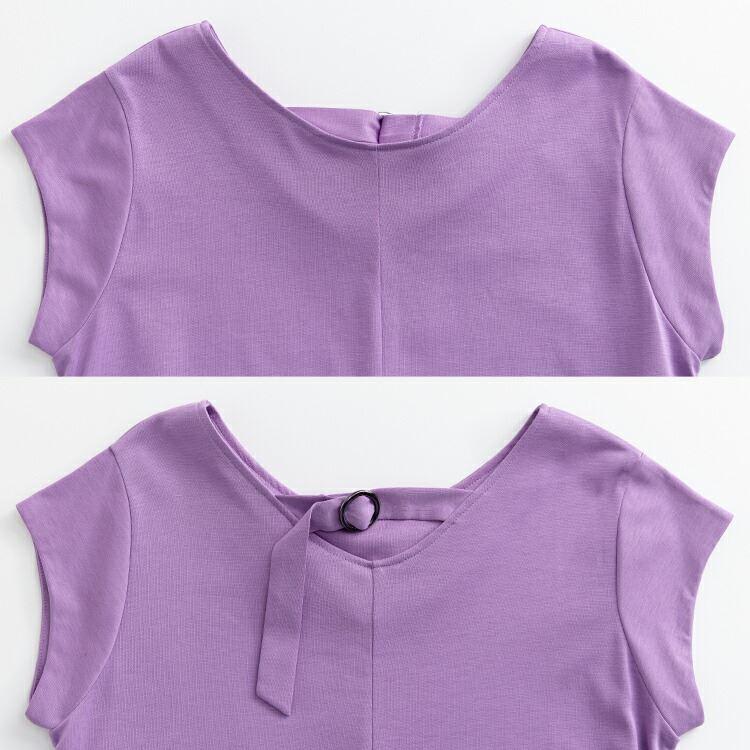 【送料無料】 美映えワンピース 6色 M L 洗える レディース トップス ワンピース 夏ワンピ ロング フレンチスリーブ 綿 再生繊維 セルロース きれい 楽ちん 夏 |  | 04