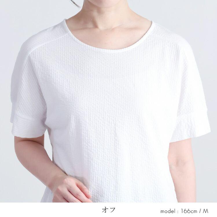 【送料無料/再入荷】 夏映えストライププルオーバー 4色 M L 洗える 半袖 ドルマンスリーブ レディース トップス チュニック カットソー 楽ちん クルーネック |  | 06