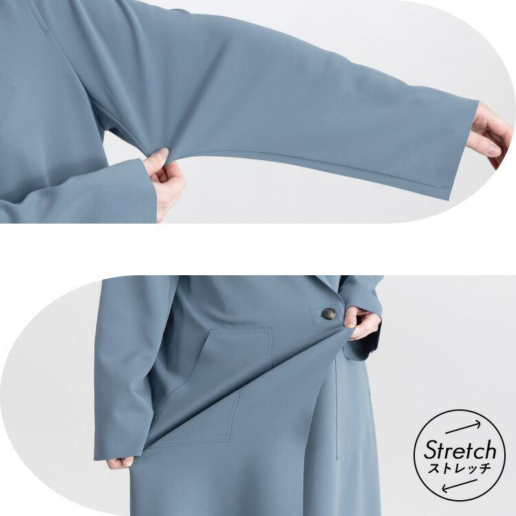 【送料無料】 テーラード衿ストレッチコート 4色 M L 洗える 軽量 長袖 レディース アウター コート スプリングコート オータムコート 衿付き 上品 |  | 04