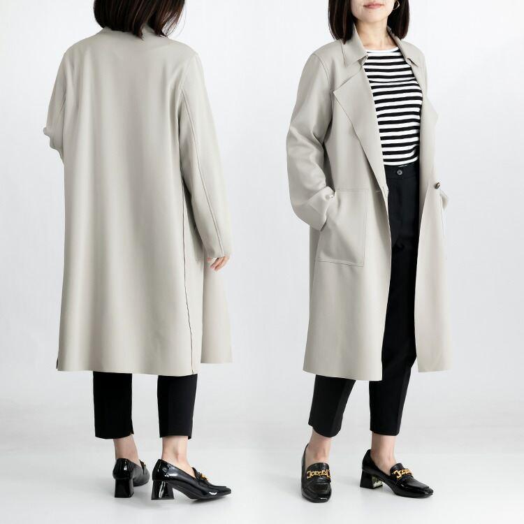 【送料無料】 テーラード衿ストレッチコート 4色 M L 洗える 軽量 長袖 レディース アウター コート スプリングコート オータムコート 衿付き 上品 |  | 07