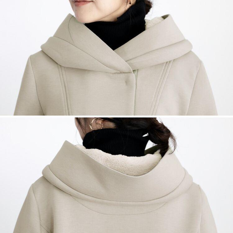 【送料無料/再入荷】ファー付きダンボールニットコート 2色 M-LL 長袖 レディース アウター コート エコファー ボリューム衿 ダンボールニット ストレッチ |  | 11