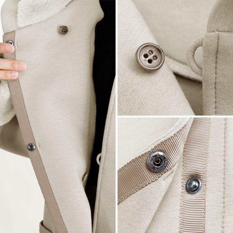 【送料無料/再入荷】ファー付きダンボールニットコート 2色 M-LL 長袖 レディース アウター コート エコファー ボリューム衿 ダンボールニット ストレッチ |  | 13