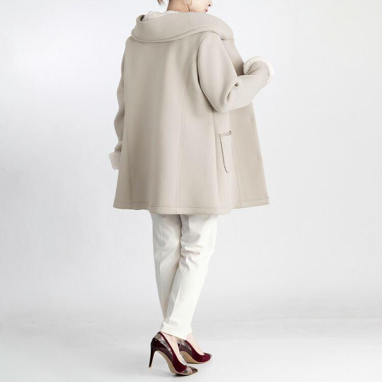 【送料無料/再入荷】ファー付きダンボールニットコート 2色 M-LL 長袖 レディース アウター コート エコファー ボリューム衿 ダンボールニット ストレッチ |  | 06