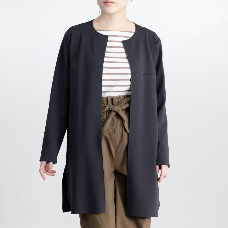 【送料無料/日本製】 ストレッチコート M-L ノーカラー 洗える 柔らか レディース アウター コート ジャケット 上品 キレイめ 春秋 |  | 11