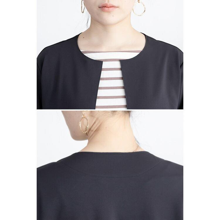 【送料無料/日本製】 ストレッチコート M-L ノーカラー 洗える 柔らか レディース アウター コート ジャケット 上品 キレイめ 春秋 |  | 13