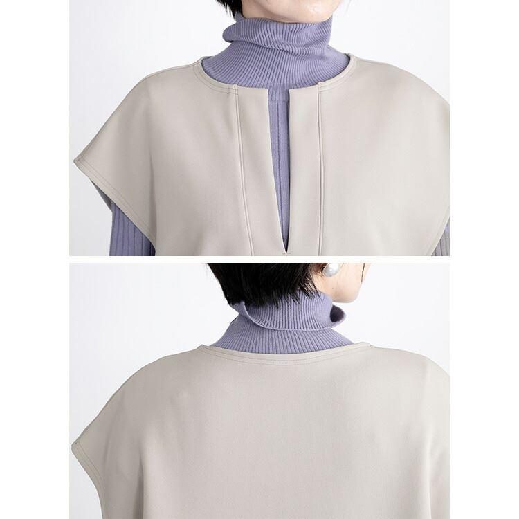 【送料無料/日本製】 スリットベスト 4色 ダンボールニット 洗える 上品 レディース トップス ショートベスト チュニック ゆったり |  | 14