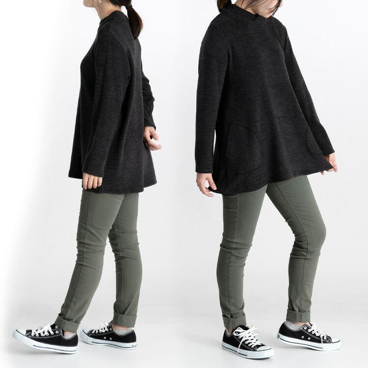 【送料無料】 発熱保温ハイネックチュニック 2色 M-LL 洗える 長袖 レディース トップス チュニック プルオーバー カットソー ハイネック HOT 発熱 保温 防寒 |  | 12