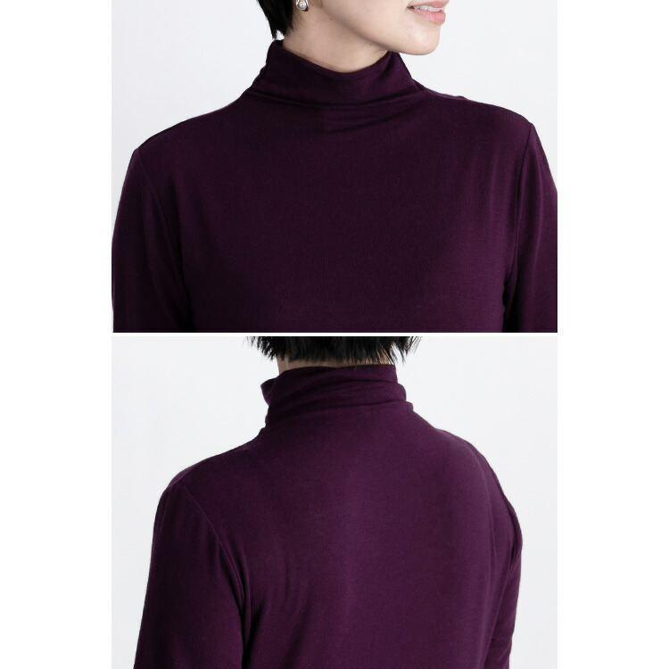 【日本製】【送料無料】 うっとりする肌ざわり カシミヤ混ハイネックT 6色 M-LL 長袖 洗える レディース トップス インナー ハイネック 長袖 柔らかい 滑らか |  | 12